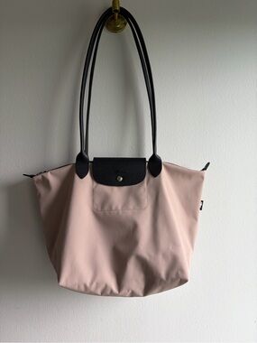 Longchamp Energy XXL Long Handle Dusty Rose Tote with Black Trim